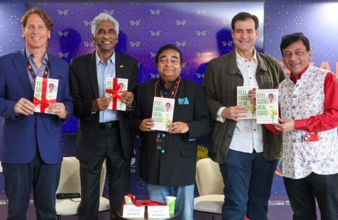 Hollywood Producer and Former Tennis Champion Ashok Amritraj launches Padmashri, Dr. Mukesh Batra’s book ‘Feel Good Heal Good’ at the 77th Cannes Film Festival 2024